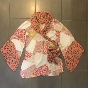 NOT FOR SALE - Anthropologie Floreat Pink Patchwork Kimono Top / Robe